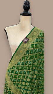 Pure Georgette Banarasi Bandhej Handloom Dupatta - The Handlooms