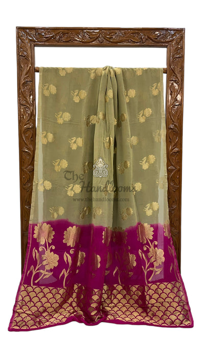 Pure Khaddi Georgette Handloom Banarasi Saree - Water zari