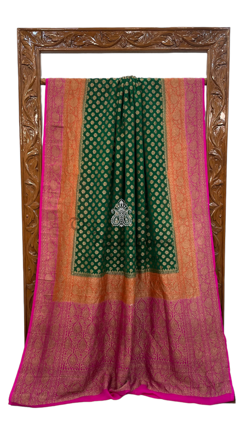 Pure Khaddi Georgette Banarasi Saree -  Antique zari - The Handlooms