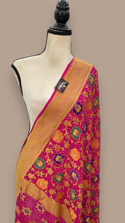 Pure Georgette Banarasi Bandhej Handloom Dupatta With Meenakari - The Handlooms