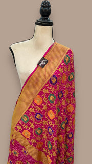 Pure Georgette Banarasi Bandhej Handloom Dupatta With Meenakari - The Handlooms