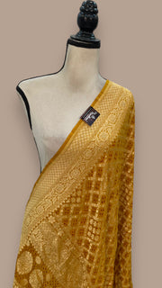 Pure Georgette Banarasi Bandhej Handloom Dupatta - The Handlooms