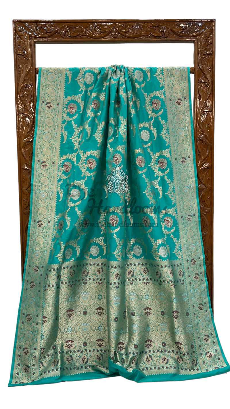 Pure Katan Silk Banarasi Handloom Saree - All over Jaal work with Meenakari - The Handlooms