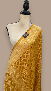Pure Georgette Banarasi Bandhej Handloom Dupatta - The Handlooms