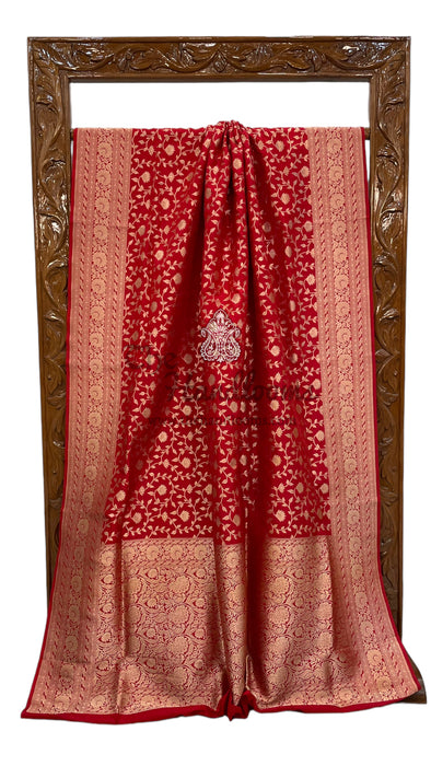 Pure Katan Silk Banarasi Handloom Saree - All over Jaal work