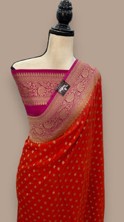 Pure Khaddi Georgette Banarasi Saree -  Antique zari - The Handlooms