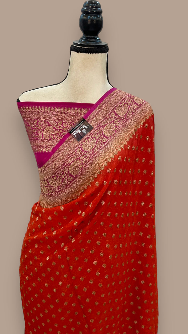 Pure Khaddi Georgette Banarasi Saree -  Antique zari - The Handlooms