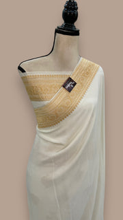 Pure Khaddi Georgette Banarasi Saree -  Gold zari - The Handlooms