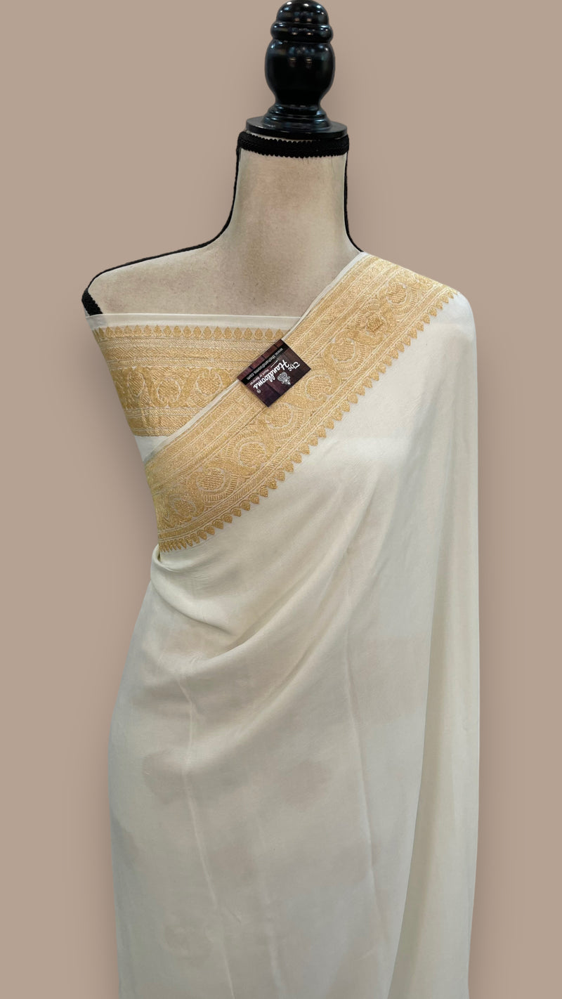 Pure Khaddi Georgette Banarasi Saree -  Gold zari - The Handlooms