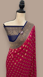 Pure Khaddi Georgette Banarasi Saree -  Antique zari - The Handlooms