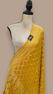 Pure Georgette Banarasi Bandhej Handloom Dupatta - The Handlooms