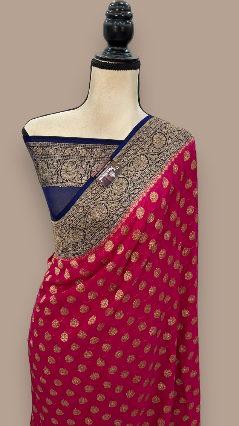 Pure Khaddi Georgette Banarasi Saree -  Antique zari - The Handlooms