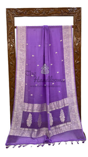 Lavender Pure Georgette Banarasi Handloom Saree - The Handlooms