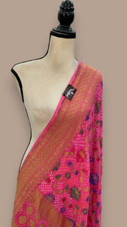 Pure Georgette Banarasi Bandhej Handloom Dupatta With Meenakari - The Handlooms