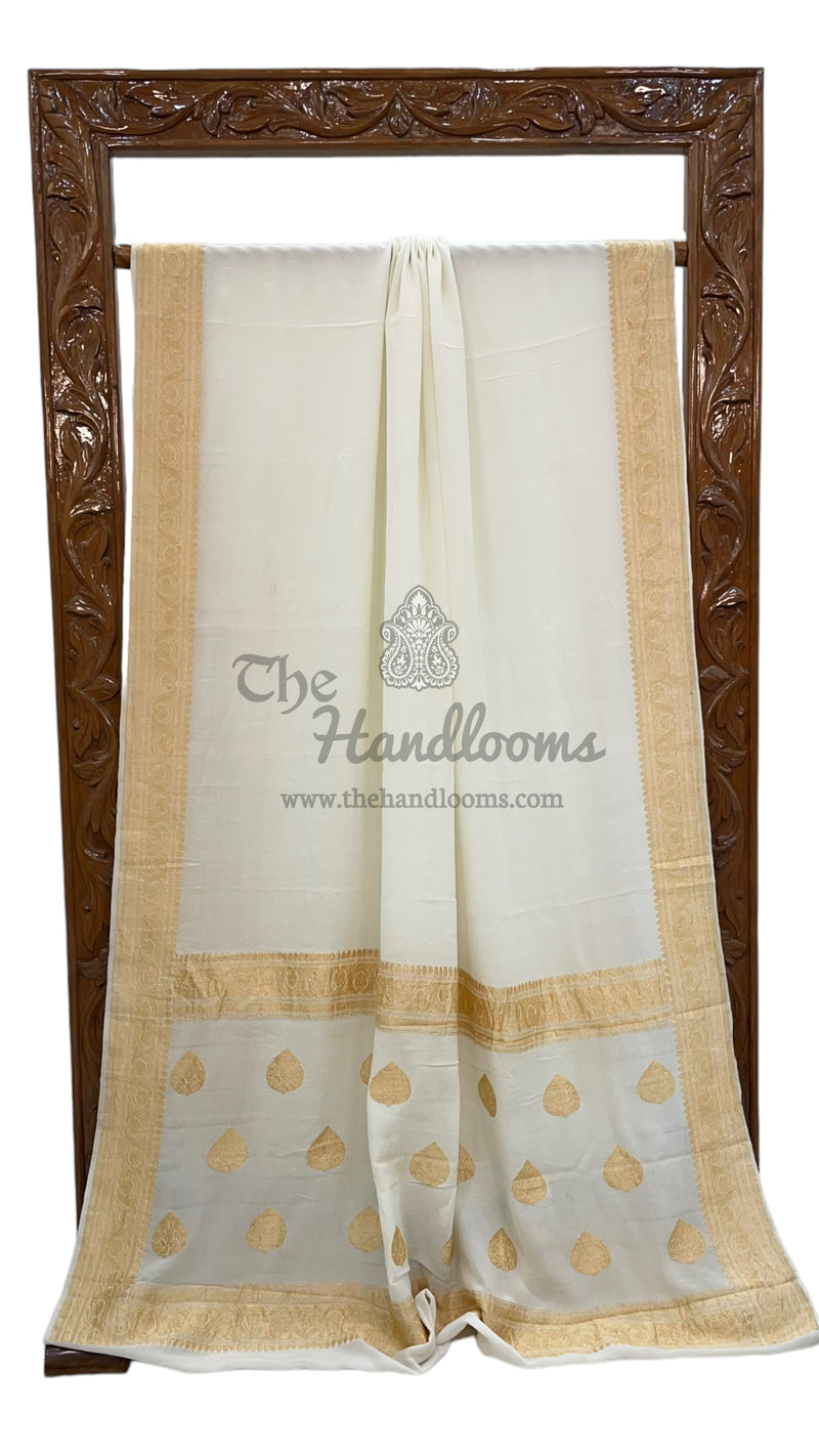 Pure Khaddi Georgette Banarasi Saree -  Gold zari - The Handlooms