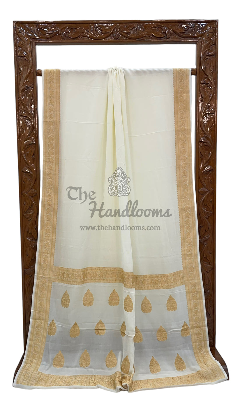 Pure Khaddi Georgette Banarasi Saree -  Gold zari - The Handlooms
