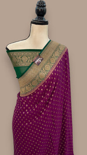 Pure Khaddi Georgette Banarasi Saree -  Antique zari - The Handlooms
