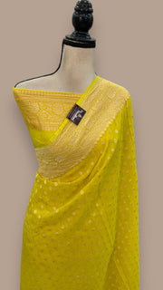 Pure Khaddi Georgette Banarasi Saree -  Gold zari - The Handlooms