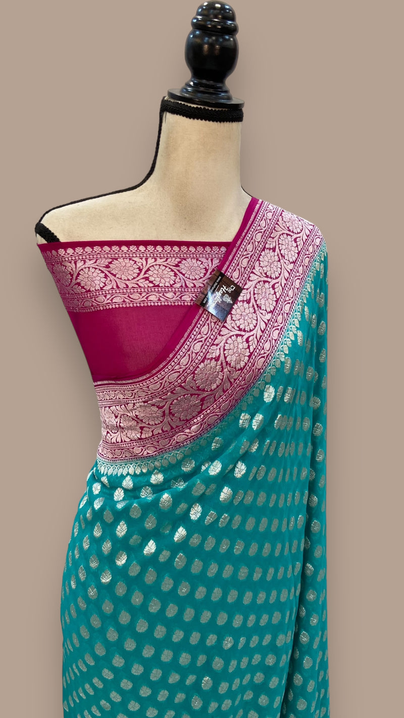 Pure Khaddi Georgette Handloom Banarasi Saree - The Handlooms