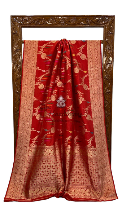 Pure Katan Silk Banarasi Handloom Saree - All over Sona Roopa kadiyal Jaal work