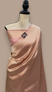 Onion Pink Pure Katan Silk Banarasi Handloom Saree - Tanchui Brocade - The Handlooms