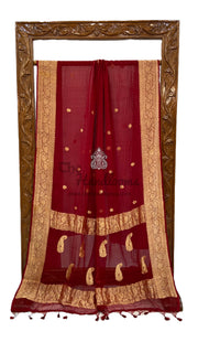 Pure Georgette Banarasi Saree - Gold zari - The Handlooms