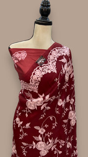 Pure Organza Chikankari Handloom Banarasi Saree - The Handlooms