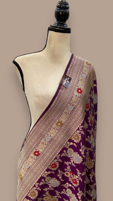 Pure Katan Silk Handloom Dupatta with  meenakari