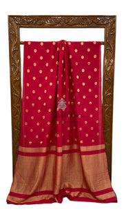 Red Moonga Georgette Handloom Banarasi Saree - The Handlooms