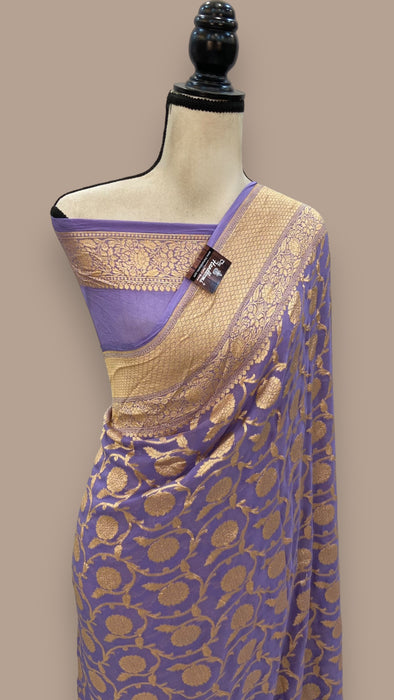 Khaddi Georgette Banarasi Saree - Gold zari