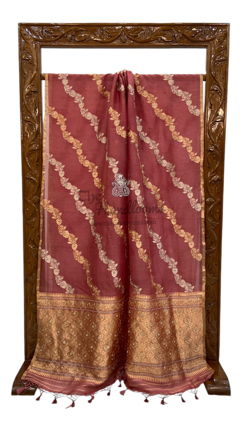 Handwork Rooom Pure Kora Handloom Banarasi Saree with zardosi and cut dana Handwork ...