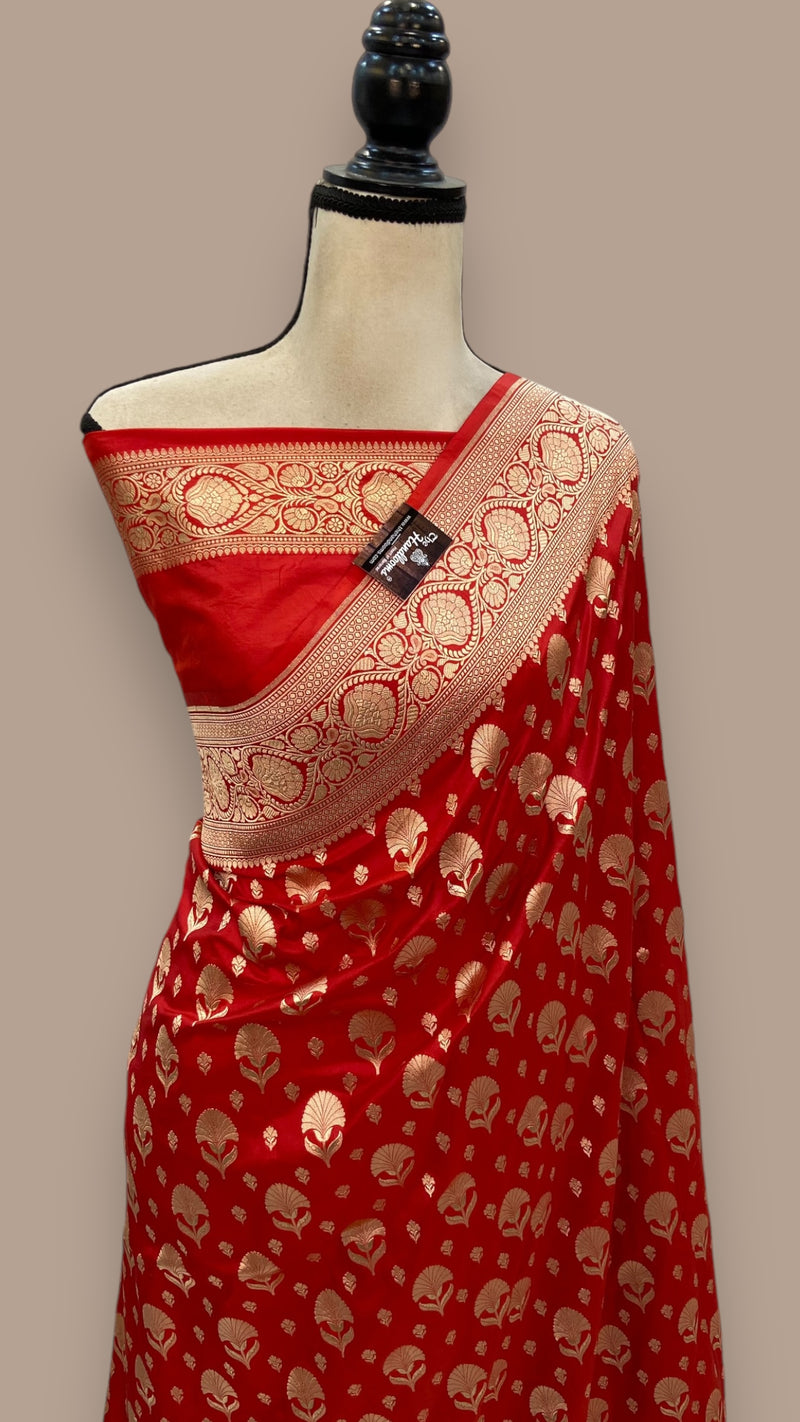 Pure Katan Silk Banarasi Handloom Saree - All over Jaal work - The Handlooms