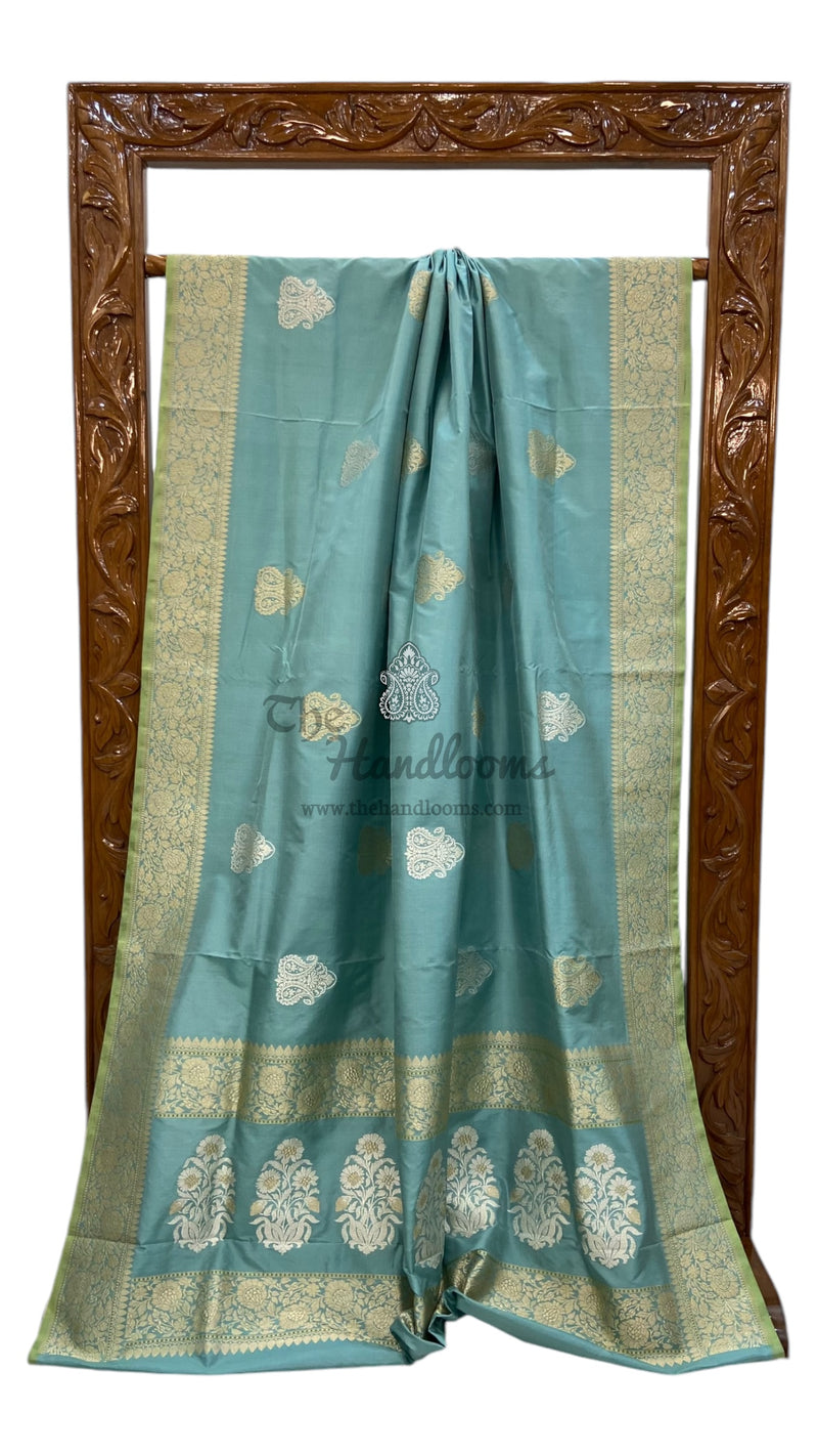 Pure Katan Silk Banarasi Handloom Saree - All over Sona Roopa Kadua motifs - The Handlooms