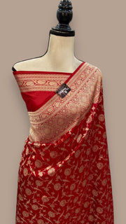 Pure Katan Silk Banarasi Handloom Saree - All over jaal work - The Handlooms