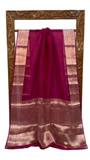 Magenta Pure Kora Handloom Banarasi Saree - The Handlooms