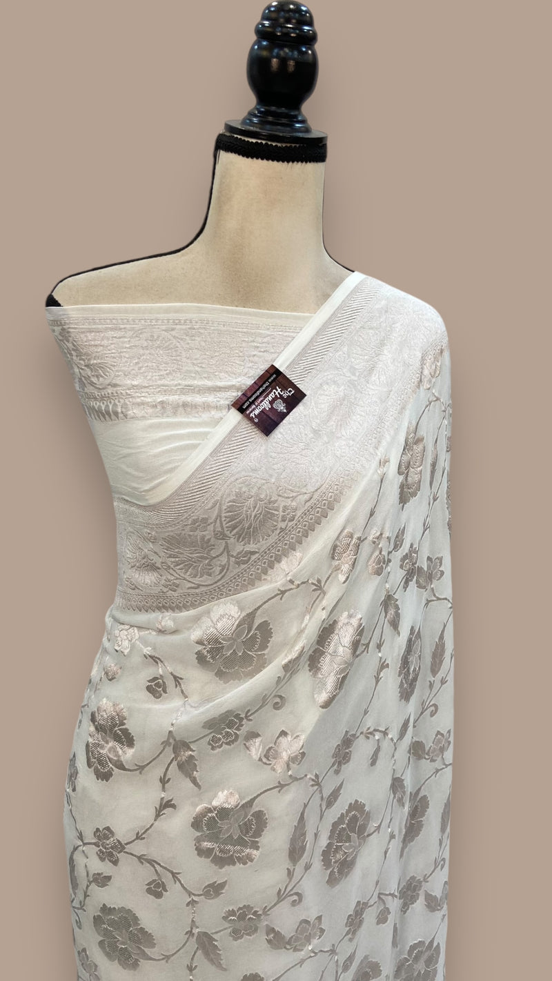 Khaddi Georgette Handloom Banarasi Saree - The Handlooms