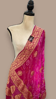 Pure Georgette Banarasi Bandhej Handloom Dupatta - The Handlooms