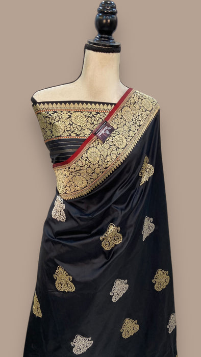 Pure Katan Silk Banarasi Handloom Saree - All over Sona Roopa Kadua motifs