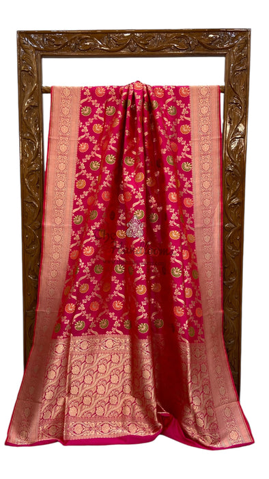 Pure Katan Silk Banarasi Handloom Saree - All over Jaal work - With Meenakari