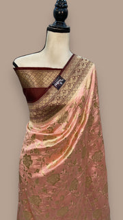 Pure Dupion Silk Banarasi Saree - Gold Zari - The Handlooms