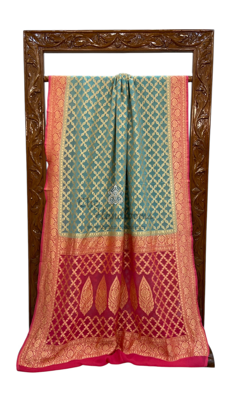 Pure Khaddi Georgette Banarasi Saree -  Gold zari - The Handlooms