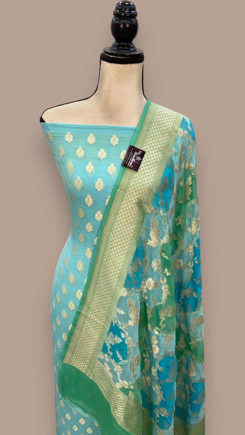 Khaddi Georgette Banarasi Dress material - The Handlooms