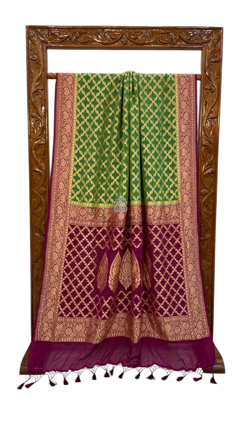 Pure Khaddi Georgette Banarasi Saree -  Gold zari - The Handlooms