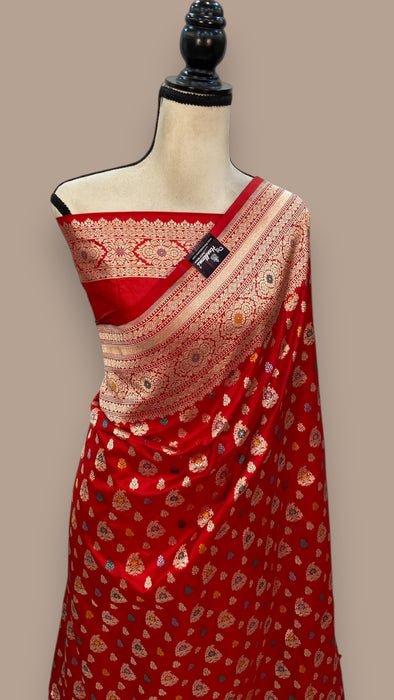 Pure Katan Silk Banarasi Handloom Saree - All over Sona Roopa Jaal work