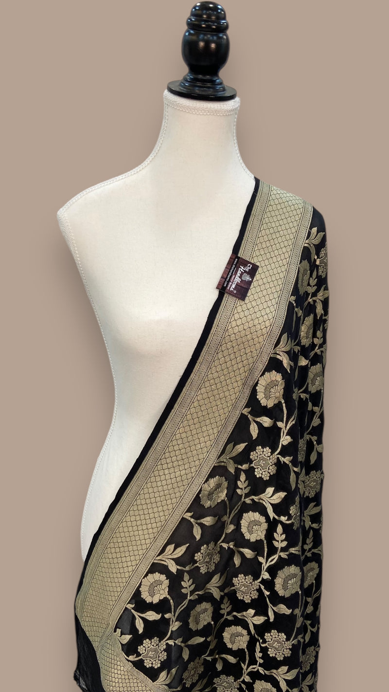 Khaddi Georgette Handloom Banarasi Dupatta - The Handlooms