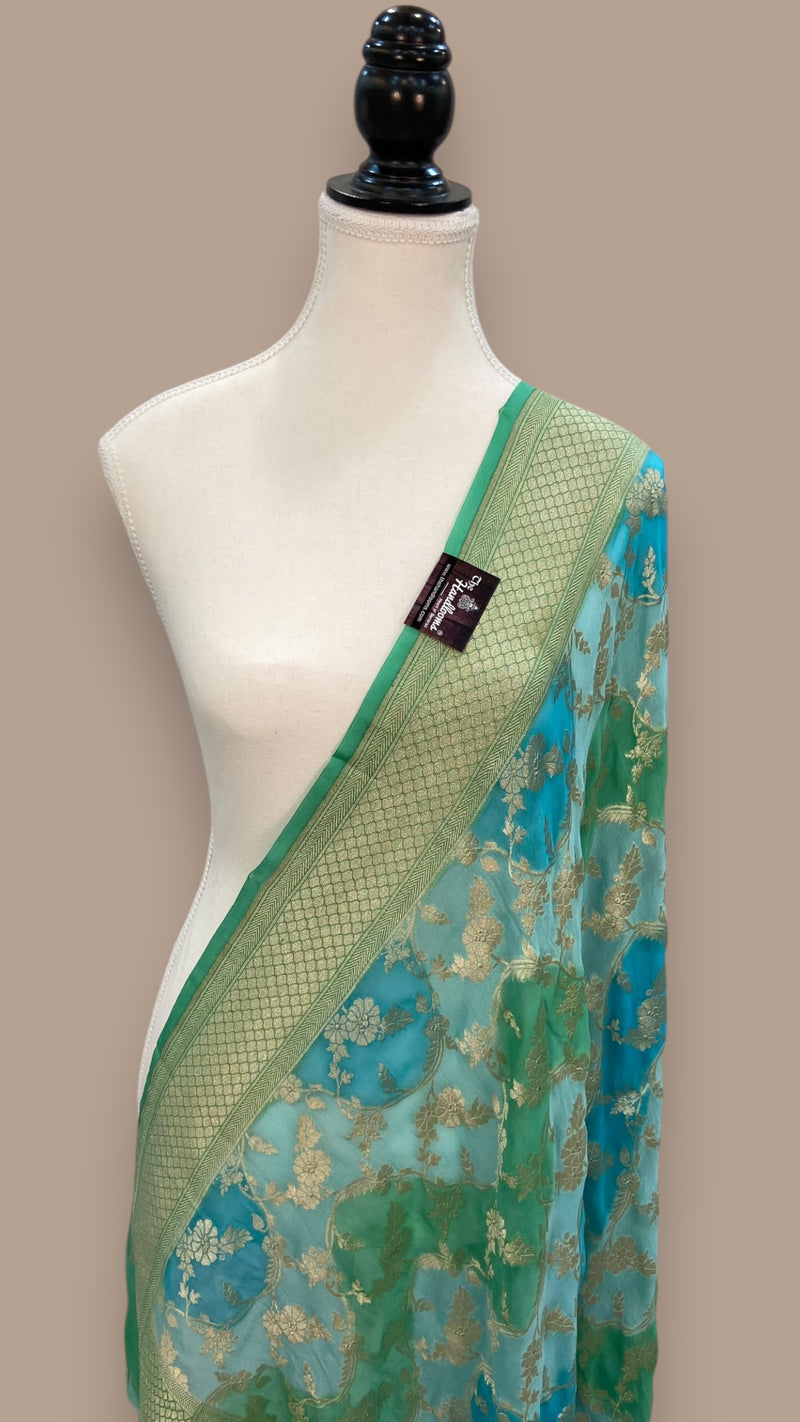 Khaddi Georgette Handloom Banarasi Dupatta - The Handlooms