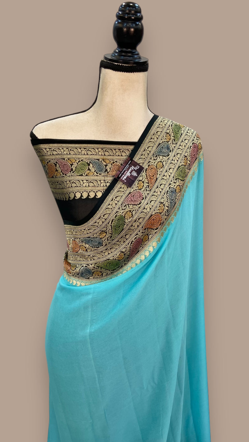 Khaddi Georgette Handloom Banarasi Saree - The Handlooms