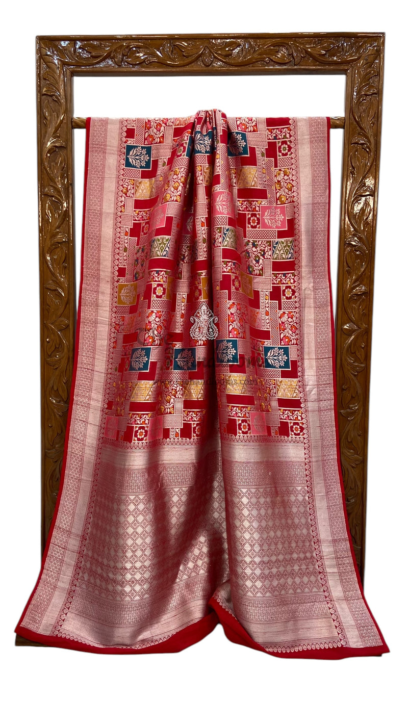 Tussar Georgette Handloom Banarasi Saree - Paithani Border - The Handlooms
