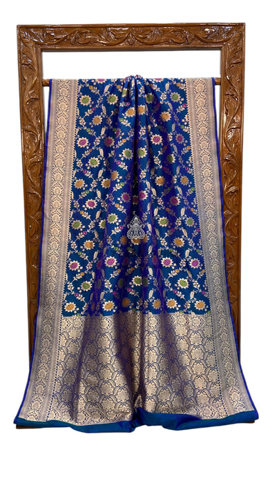 Pure Katan Silk Banarasi Handloom Saree - All over Jaal work - With Meenakari