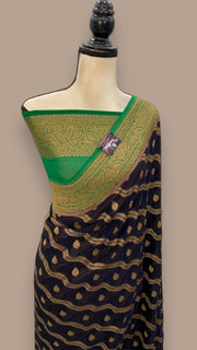 Khaddi Georgette Handloom Banarasi Saree -  Antique zari - The Handlooms
